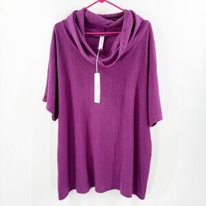 Dear Scarlett Sweater Size 2X Wrinkle Free NWT Purple Cowl Neck Plus Curvy